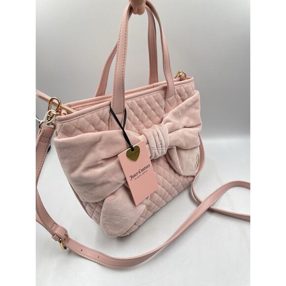 NWT Juicy Couture Pink Diamond Tied With A Bow Mini Tote Light Pink Handbag 🎀 - Picture 3 of 13